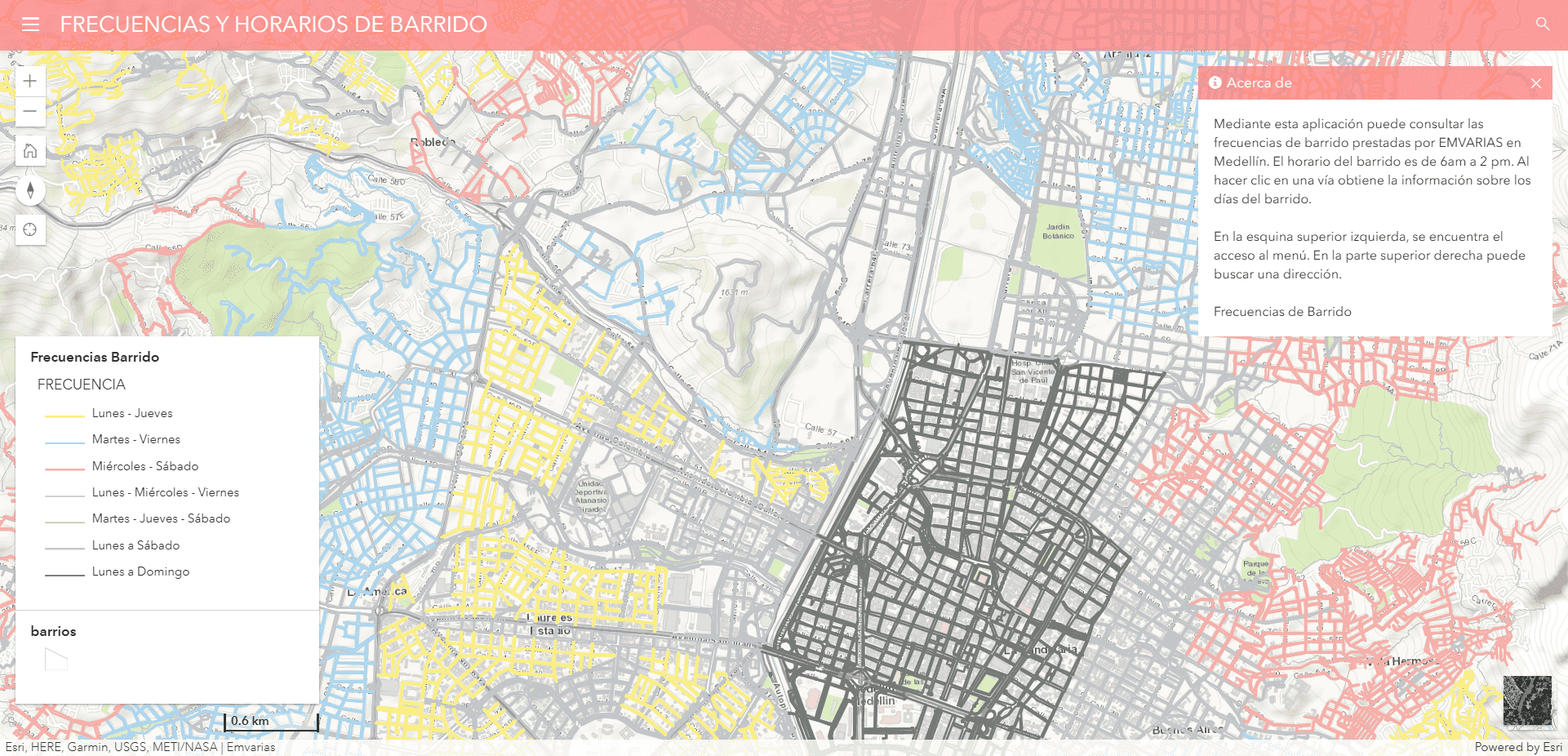 Frecuencia y horario de barrido